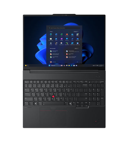Lenovo 16-inch laptop with Intel Core Ultra, 16GB RAM, 512GB SSD, QWERTY Spanish keyboard, sleek design.