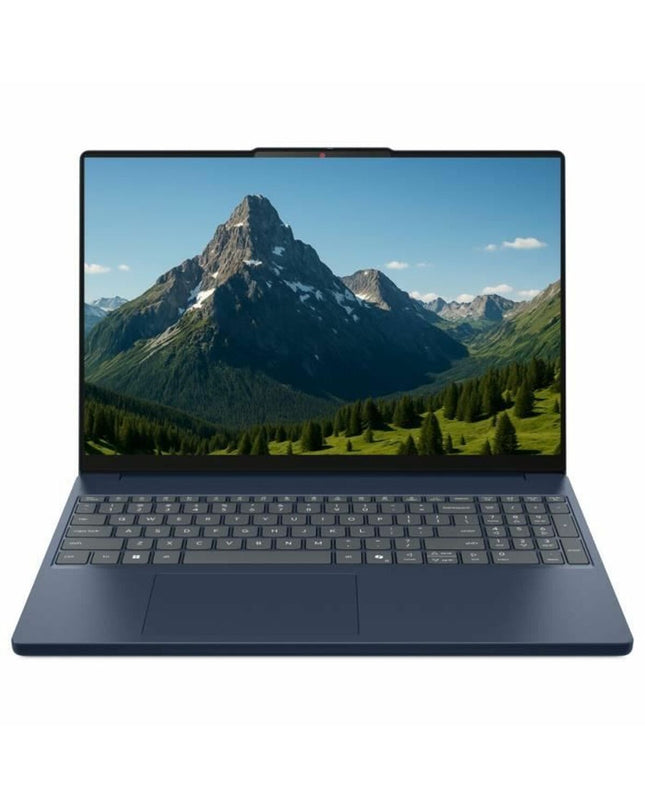 Lenovo laptop with 1TB storage, AZERTY keyboard, open on a desk showing screen and keyboard layout.