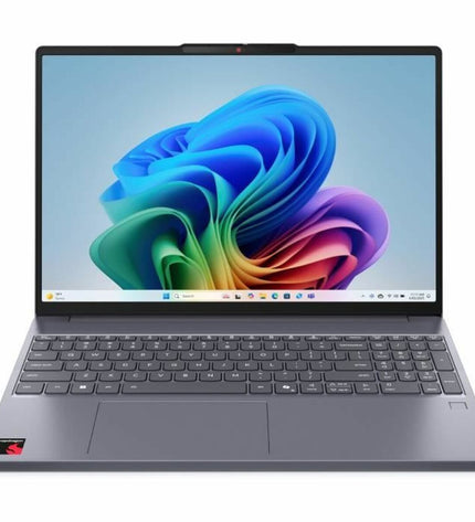 Lenovo 15.3-inch laptop with 16 GB RAM and 512 GB SSD, open on a desk showing keyboard and screen display.