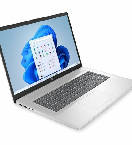 HP 17-CN3013NF laptop with 17.3-inch display, Intel Core i3 N305, 8GB RAM, 512GB SSD, showing the open device with keyboard