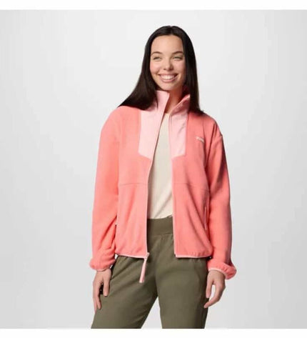 Columbia Sequoia Grove™ fleece-lined full-zip jacket for women, ideal for outdoor camping and hiking, in vibrant Zalm color.