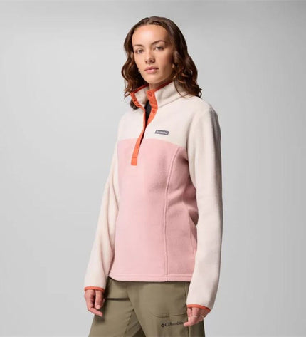 Columbia Benton Springs fleece lining for women, 1/2 snap zipper, suitable for outdoor activities and camping.