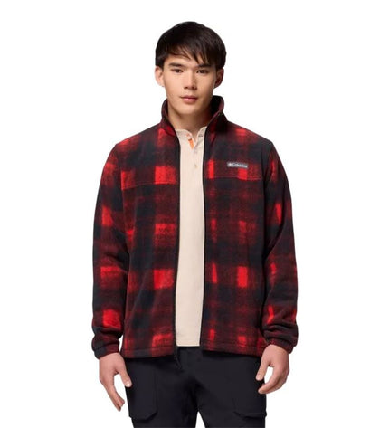 Columbia men's fleece lining for outdoor hiking jacket, printed design, suitable for camping and outdoor activities.