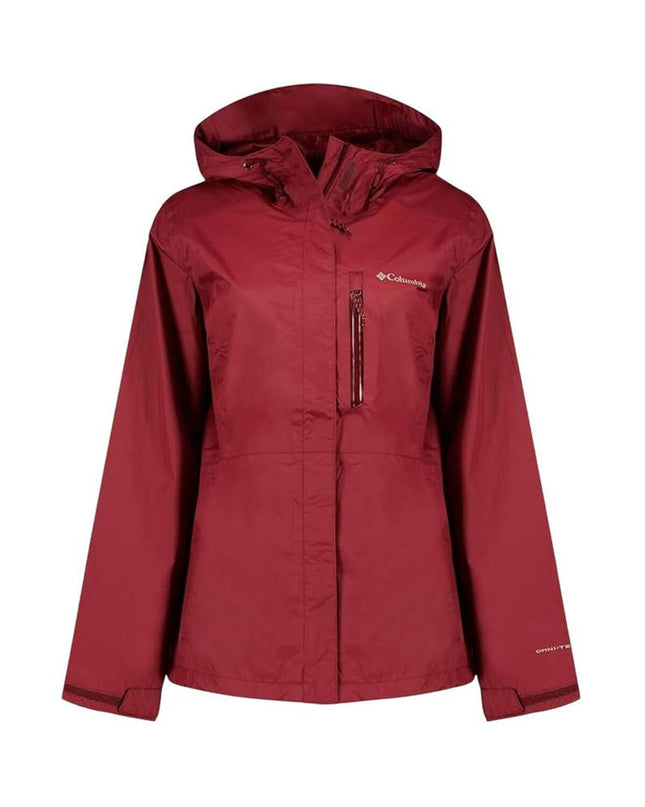 Columbia women's Sportjack Pouring Adventure III outdoor jacket in red, lightweight waterproof sport and outdoor clothing.