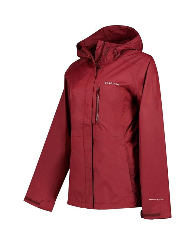 Columbia Sportjack voor dames in rood, outdoor jacket with waterproof and windproof features, suitable for outdoor activities.