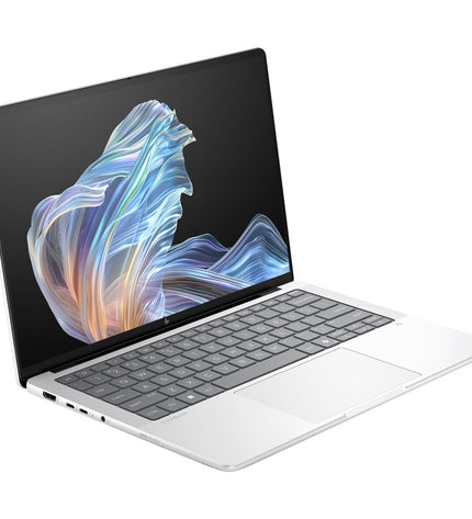 HP B68Z9ET 14-inch laptop with calculator function, showcasing the sleek black design and keyboard.