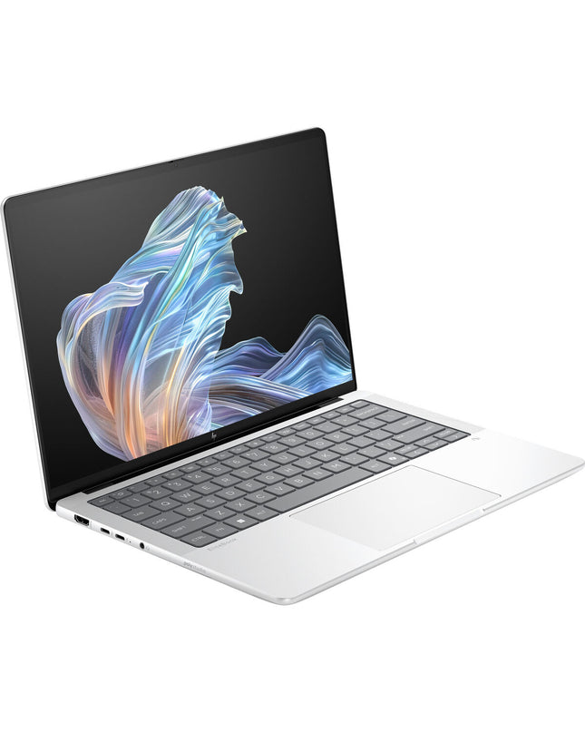 HP B68Z9ET 14-inch laptop with calculator function, showcasing the sleek black design and keyboard.