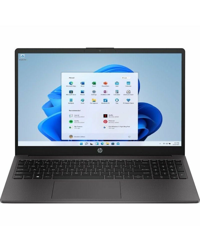 HP 250 G10 laptop with 15-inch display, Intel Core i7 processor, 8GB RAM, and 512GB SSD visible in the image.