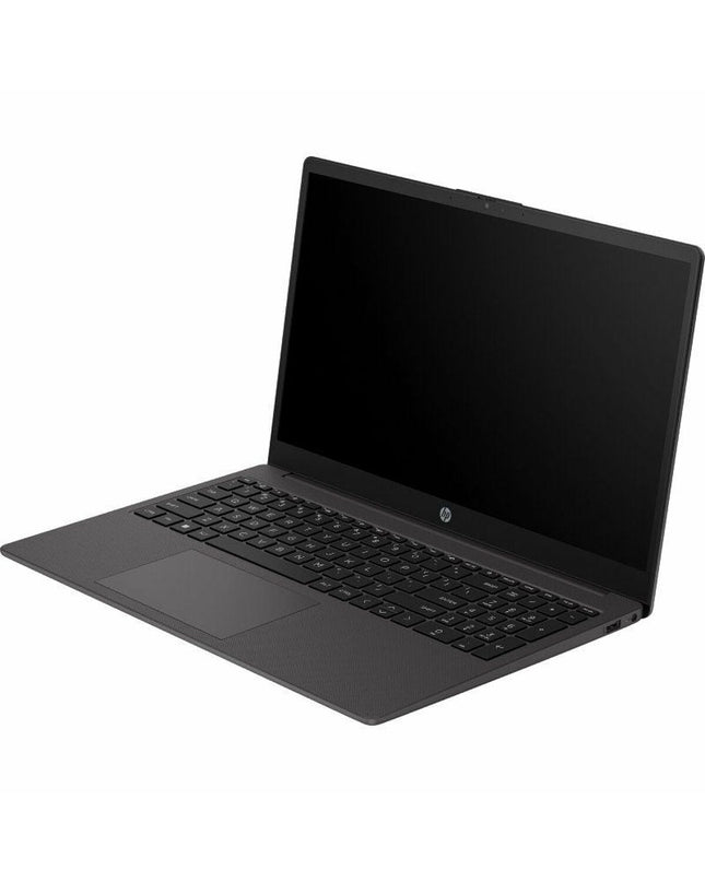 HP 250 G10 laptop with a 15-inch display, Intel Core i7 processor, 8GB RAM, and 512GB SSD, shown open on a desk.