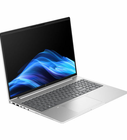 HP 16-inch laptop with Intel Core Ultra 5, 16GB RAM, and 512GB SSD, featuring a sleek design and high-performance capabilities.