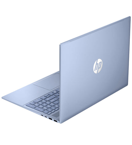 HP OmniBook 5 16-inch laptop with Intel Core Ultra 7 255U processor and 32GB RAM, showing the sleek silver design and keyboard.