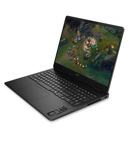 HP OMEN gaming laptop with 16-inch display, AMD Ryzen AI 9 processor, 32GB RAM, and sleek design.