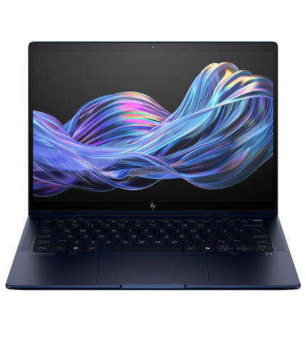 HP 14-inch laptop with Intel Core Ultra 7, 32GB RAM, and 512GB SSD, featuring a sleek design and keyboard.