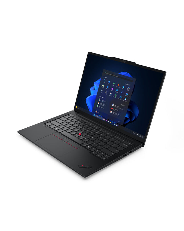 Lenovo 14-inch laptop with Intel Core Ultra 7, 32GB RAM, 1TB SSD, and Intel Arc 140 graphics, front view with keyboard and screen.