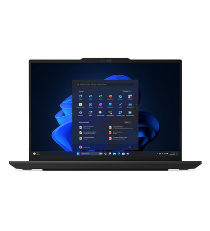 Lenovo 14-inch laptop with Intel Core Ultra 7, 32GB RAM, 1TB SSD, and Intel Arc 140 graphics, shown open on a desk.