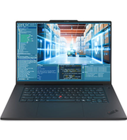Lenovo 16-inch laptop with Intel Core Ultra 7, 32GB RAM, 1TB SSD, Qwerty Spanish keyboard, sleek design.