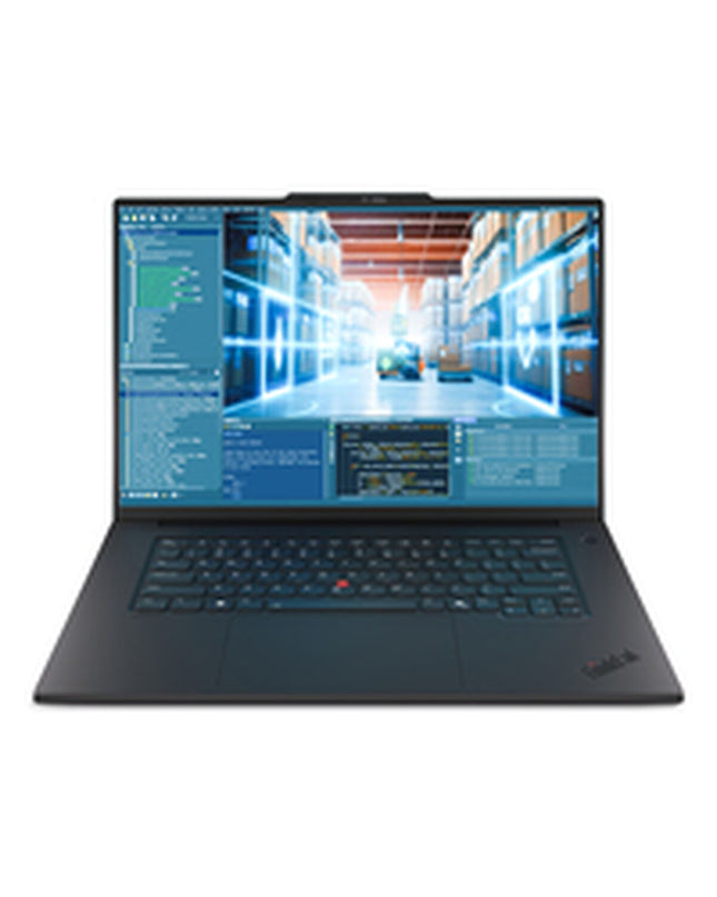 Lenovo 16-inch laptop with Intel Core Ultra 7, 32GB RAM, 1TB SSD, Qwerty Spanish keyboard, sleek design.