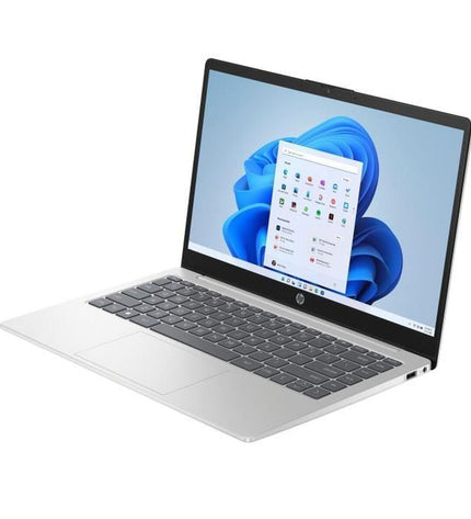 HP laptop for computing tasks, showing a sleek design with keyboard and screen, ideal for work and entertainment.