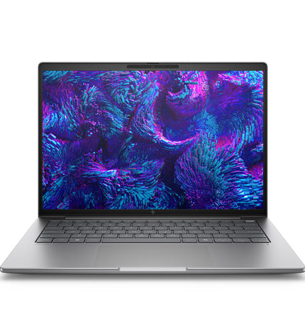 HP 14-inch laptop with calculator function, black keyboard, and sleek design, shown in a close-up image.