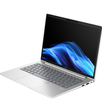 HP CQ0D3ET 14-inch laptop with 16GB RAM and 512GB SSD, shown with sleek design and open screen.