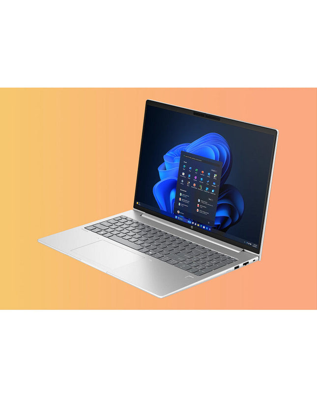 HP CQ0D6ET 16-inch laptop with Intel Core Ultra 7, 16GB RAM, and 512GB SSD, shown in a sleek design image
