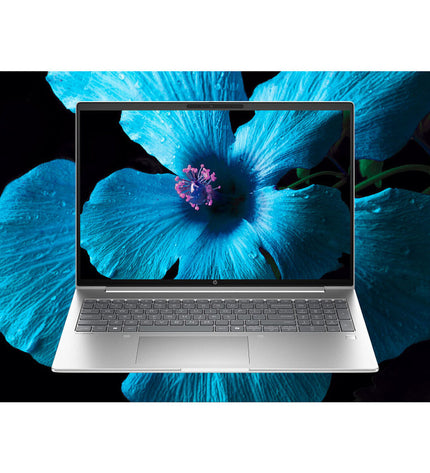 HP 16-inch laptop with Intel Core Ultra 7 processor, 16GB RAM, 512GB SSD, sleek design, open to reveal keyboard and screen.