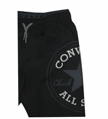 Black Converse men's swim trunks with wrap-around design, suitable for water sports and outdoor activities.