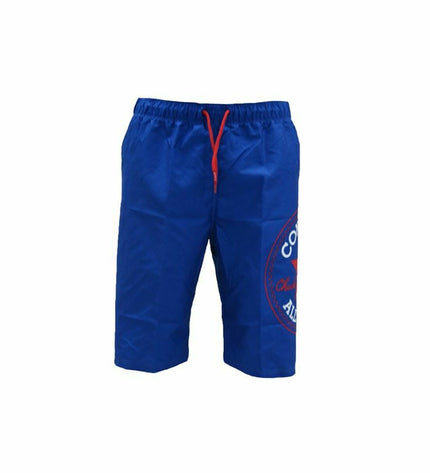 Converse men's blue wrap-around pool swim trunks, sporty watersport shorts with adjustable waistband, outdoor swimwear.