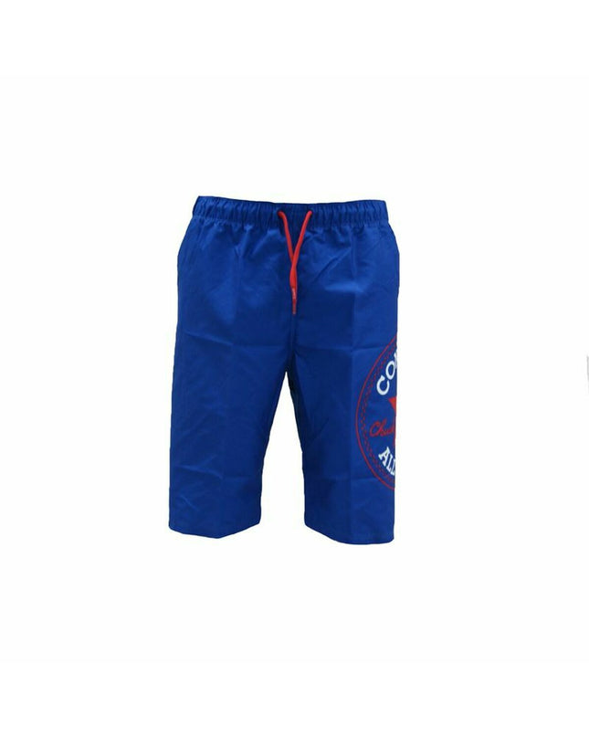 Converse men's blue wrap-around pool swim trunks, sporty watersport shorts with adjustable waistband, outdoor swimwear.