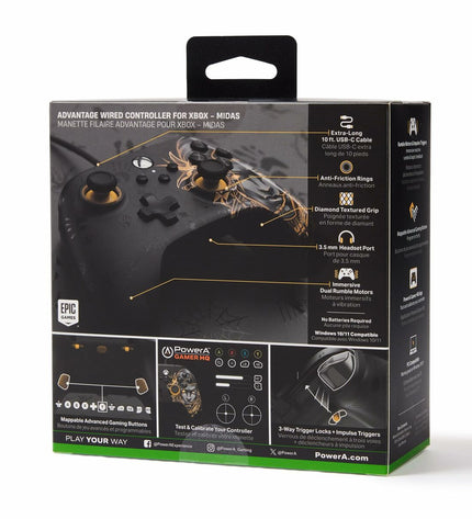 Powera gaming remote control for plug and play consoles, electronic gaming device with ergonomic design and button layout.