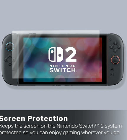 Powera Nintendo Switch 2 screen protector for electronic gaming consoles, easy-to-apply plug and play design.