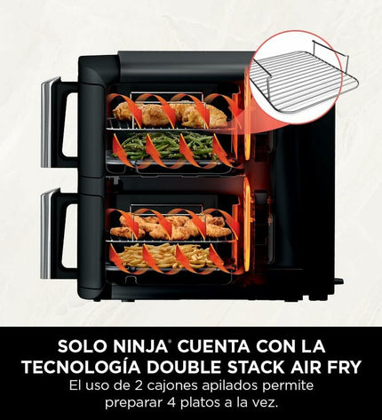 Black Ninja SL300EU deep fryer with 7.6L capacity, compact electric kitchen appliance for frying food.