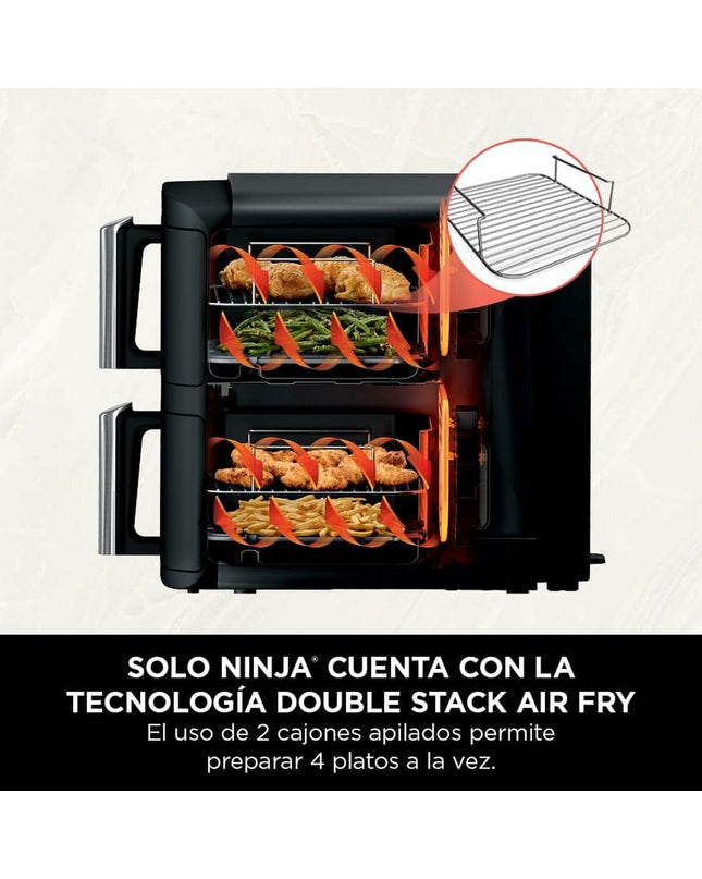 Black Ninja SL300EU deep fryer with 7.6L capacity, compact electric kitchen appliance for frying food.