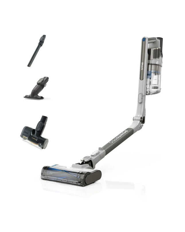 Shark IZ380EUT steel cordless vacuum cleaner for home cleaning, with a sleek design and detachable handheld unit.