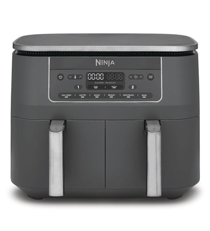 Ninja DZ300EU gray air fryer with 7.6L capacity, 2400W, compact kitchen appliance for healthy frying and cooking.