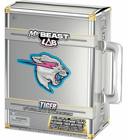Moose Toys Mr. Beast Lab Tiger action figure from the playset, detailed toy figure with tiger design and vibrant colors.
