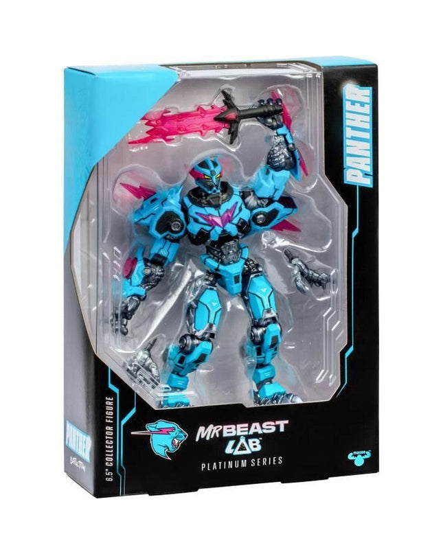 MrBeast Lab action figure toy, detailed superhero-style figure from the MrBeast Lab playset, with vibrant colors and accessories.