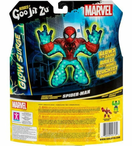Glow Surge Spiderman action figure by BigBuy Home, featuring a dynamic pose with glowing effects from the toy's lights.
