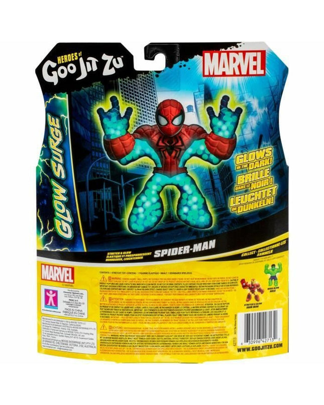 Glow Surge Spiderman action figure by BigBuy Home, featuring a dynamic pose with glowing effects from the toy's lights.