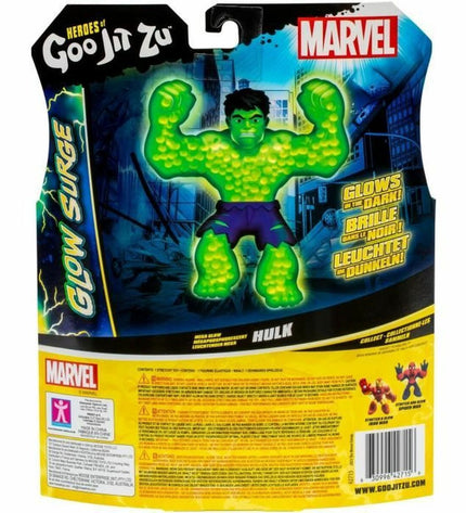 Goo Jit Zu Hulk Glow Surge action figure from the toy and games collection, featuring a muscular green Hulk figure with glow-in-the-dark details.