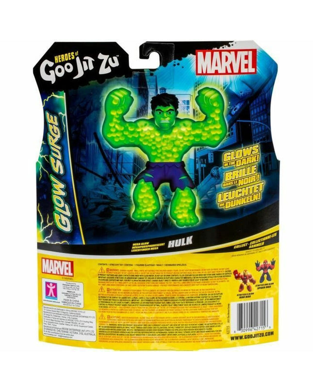 Goo Jit Zu Hulk Glow Surge action figure from the toy and games collection, featuring a muscular green Hulk figure with glow-in-the-dark details.