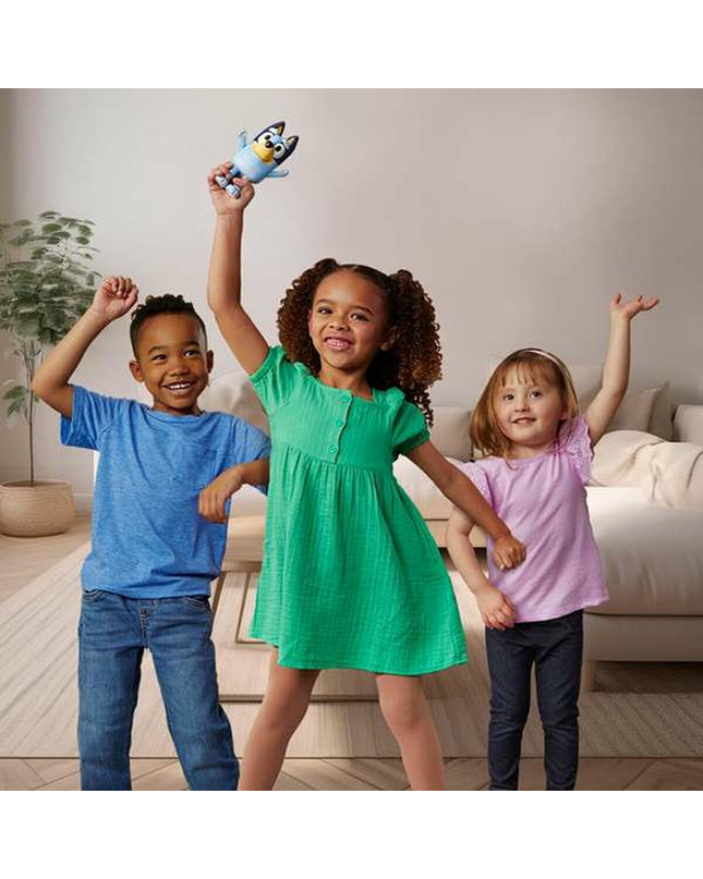 Bluey interactive pet toy, electronic plush animal for kids, featuring blue color and playful design.