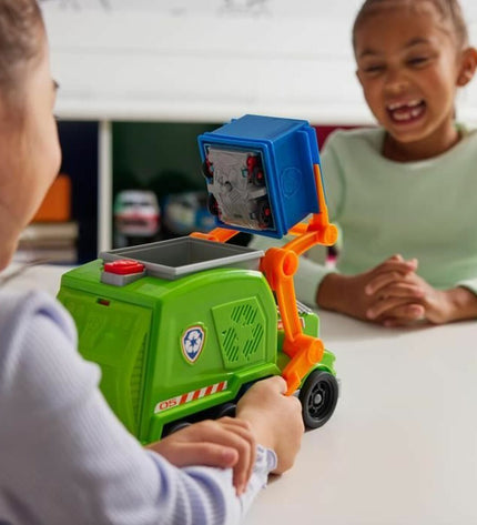 Spin Master Rocky Paw Patrol action figure, colorful plastic toy hero with rescue gear and expressive eyes, suitable for kids.