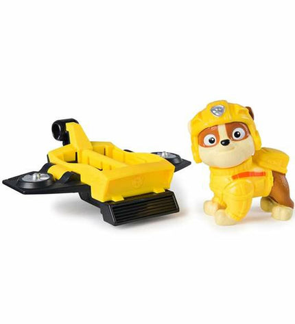 The Paw Patrol action figures set with colorful plush dog characters from the popular children's toy line.