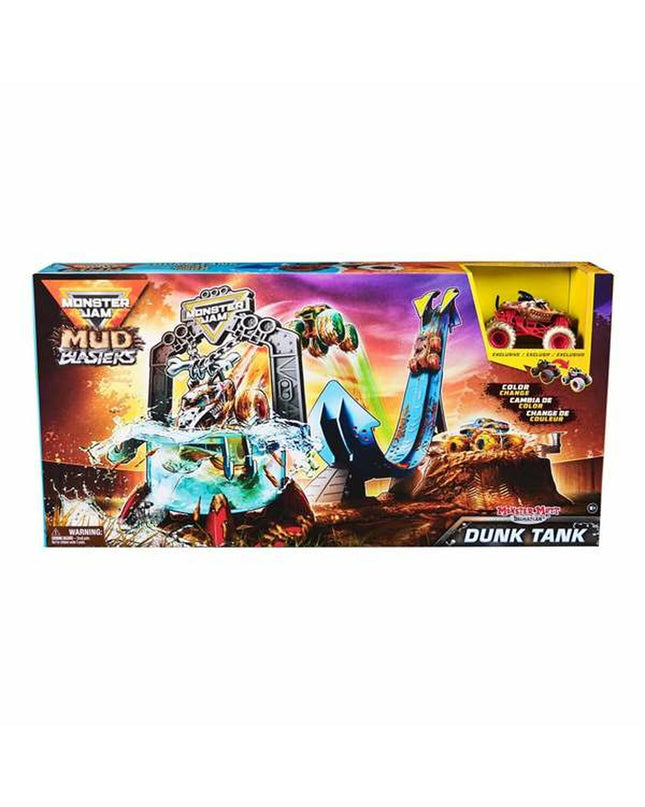 Spin Master Racebaan Spin Master 1:64 toy race track with colorful cars on a play surface, designed for racing games.