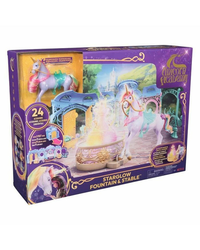 Spin Master Unicorn Academy unicorn action figure from the speelgoed en games collection, detailed and colorful for imaginative play.