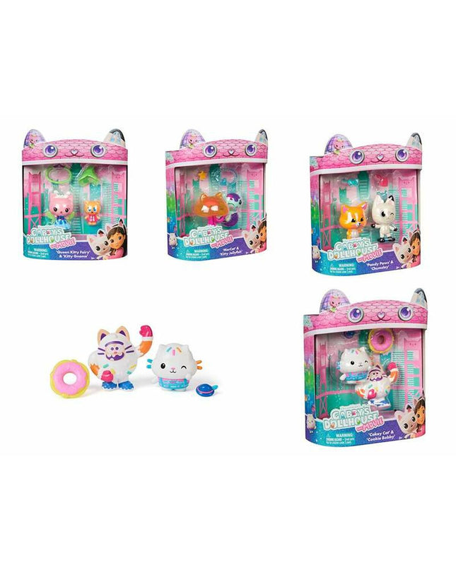 Colorful Gabby's Dollhouse figurenset featuring various plush and plastic characters from the Gabby's Dollhouse toy collection.
