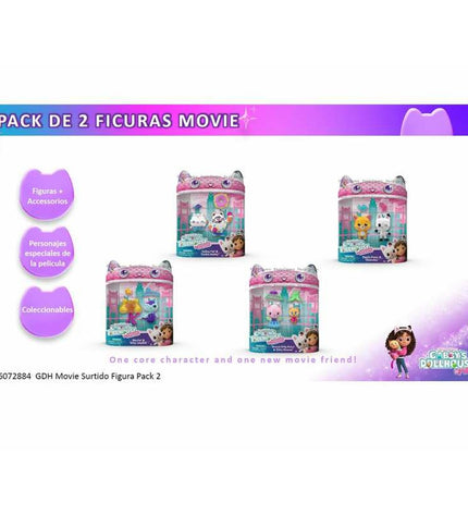 Set of Gabby's Dollhouse figurines featuring colorful characters and accessories from the Gabby's Dollhouse toy collection.