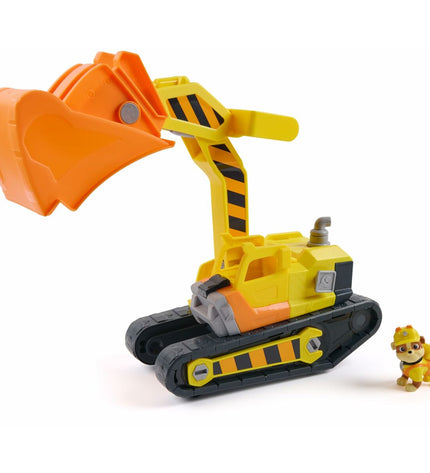 Spin Master Rubble action figure from Paw Patrol toy set, detailed plastic figure with rescue gear, suitable for kids' play.