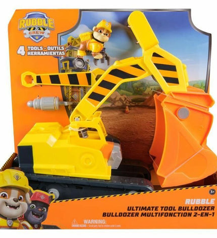 Spin Master Rubble action figure from PAW Patrol toy set, detailed plastic figure with construction helmet and uniform.